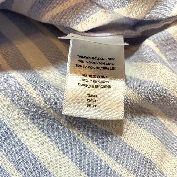 Rails Jeri Holland Top Women Baby Blue White Stripe Lace Up Short Sleeve Small - Picture 4 of 7